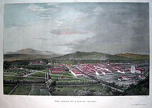Archivo:Vista general del Real Sitio de Aranjuez, 1832, Fernando Brambila