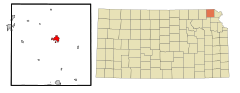 Brown County Kansas Incorporated and Unincorporated areas Hiawatha Highlighted.svg