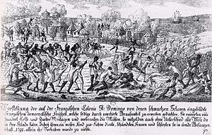 Archivo:Fire in Saint-Domingo 1791, German copper engraving