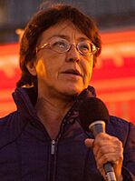 Gloria La Riva at Trump inauguration protest SF Jan 20 2017 (cropped).jpg