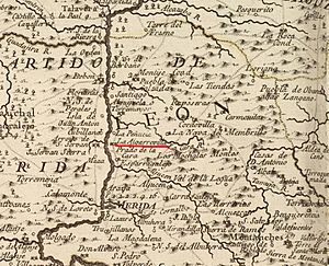 Archivo:La Algarrovilla en el mapa de la provincia de Estremadura (1766)