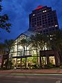 Legacy Tower Entrance at dusk