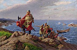 Archivo:Leif Erikson Discovers America Hans Dahl