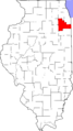 Map of Illinois highlighting Will County