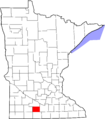 Map of Minnesota highlighting Watonwan County