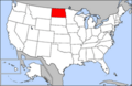 Map of USA highlighting North Dakota