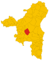 Map of comune of Fonni (province of Nuoro, region Sardinia, Italy) - 2016