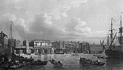 Archivo:Old London Bridge, River Thames, 1745