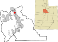 Utah County Utah incorporated and unincorporated areas Highland highlighted