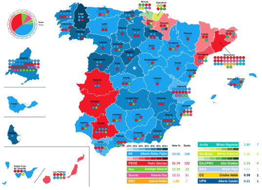 2023 Spanish general election map