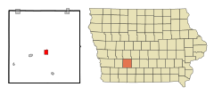 Adair County Iowa Incorporated and Unincorporated areas Greenfield Highlighted.svg