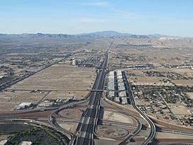 Interstate 15, Las Vegas, South of Flight Path on Departure (14203692275).jpg