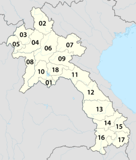 Archivo:Laos, administrative divisions 2013 - Nmbrs (ISO) - monochrome