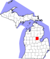 Map of Michigan highlighting Gladwin County