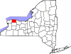 Mapa de Nueva York con la ubicación del condado de Orleans