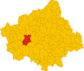 Map of comune of Montebelluna (province of Treviso, region Veneto, Italy)