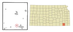 Montgomery County Kansas Incorporated and Unincorporated areas Dearing Highlighted.svg