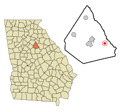 Morgan County Georgia Incorporated and Unincorporated areas Buckhead Highlighted.svg