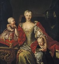 Archivo:Polissena Cristina d'Assia with her children Victor Amadeus III and Eleonora of Savoy, Martin van Meytens