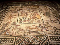 Roman mosaic floor LosAngeles County Museum California