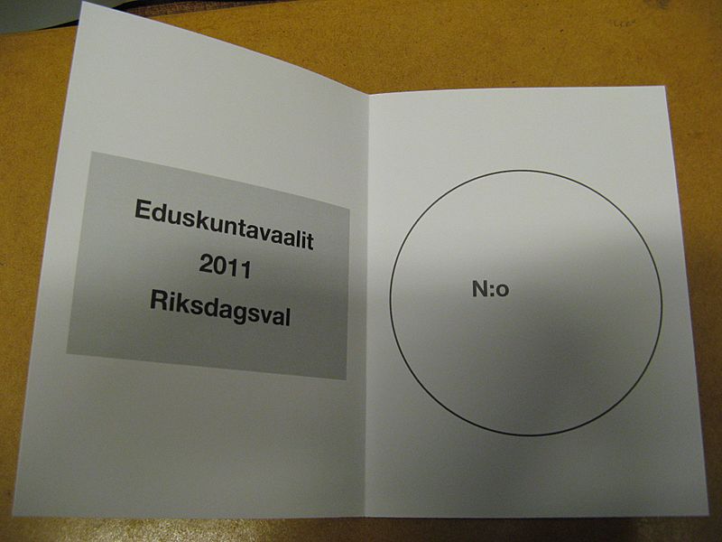 Valsedel Finland riksdagsval 2011