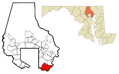 Baltimore County Maryland Incorporated and Unincorporated areas Edgemere Highlighted.svg