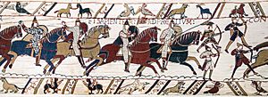 Archivo:Bayeux Tapestry scene51 Battle of Hastings Norman knights and archers