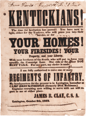 Archivo:Confederate-Kentucky-Broadside-Issued-by-James-B.-Clay,-October-1862