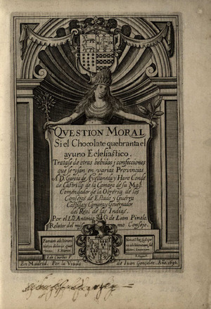 Archivo:Cuestión moral. Si el chocolate quebranta el ayuno eclesiástico, Madrid, 1636