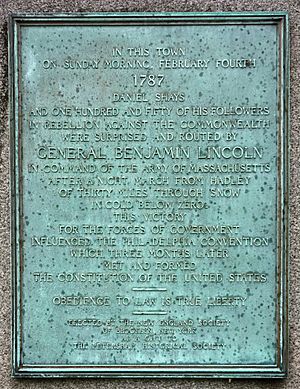 Archivo:Daniel Shays' Rebellion marker - Petersham, Massachusetts - DSC07274