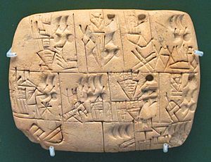 Archivo:Early writing tablet recording the allocation of beer