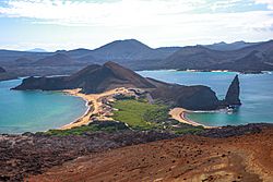 Final land excursion to Isla Bartomome and the lava beds on the E coast of Isla San Salvadore - last big climb up to the iconic Pinnacle Rock viewpoint - (16483996497).jpg