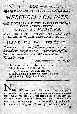 Archivo:Front page of 1st edition of Mercurio Volante, 1772 Wellcome L0002686