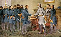 General Robert E. Lee surrenders at Appomattox Court House 1865