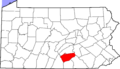 Map of Pennsylvania highlighting Cumberland County