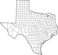 Map of Texas highlighting Delta County