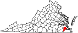 Map of Virginia highlighting Isle of Wight County.svg