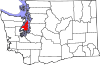 Mapa de Washington con la ubicación del condado de Kitsap