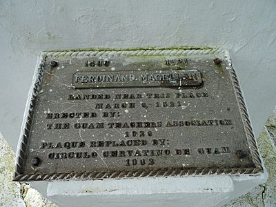 Plaque of Magellan Monument, Umatac, Guam - DSC00928
