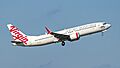 Virgin Australia (VH-8IA) Boeing 737 MAX 8 departing Sydney Airport - cropped