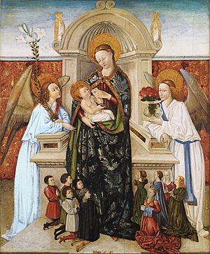 Archivo:Berthomeu Baró - Virgin and Child, Angels and Family of Donors - Google Art Project