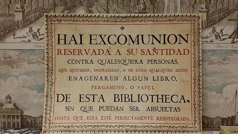 Cartel antiguo de biblioteca. Castigos