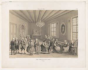 Archivo:Historia de Chile. No. 30. Una tertulia en 1790. (Santiago) LCCN2003670343