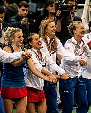 Archivo:Kateřina Siniaková, Barbora Strýcová, Petra Kvitová, Barbora Krejčíková (49789975018)