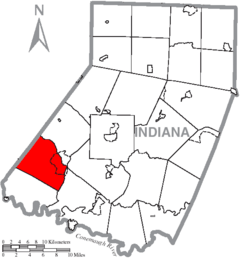 Map of Indiana County, Pennsylvania Highlighting Young Township.PNG