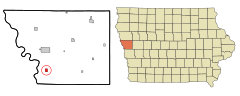 Monona County Iowa Incorporated and Unincorporated areas Blencoe Highlighted.svg