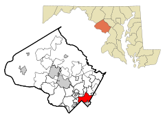 Montgomery County Maryland Incorporated and Unincorporated areas Silver Spring Highlighted.svg