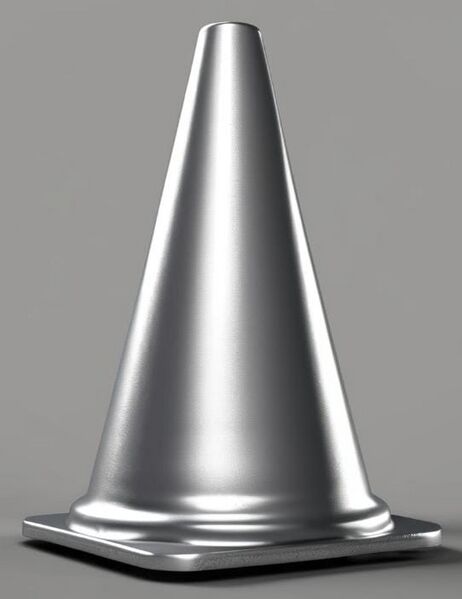 Silver traffic cone
