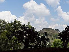 Xochitecatl as seen from the main Cacaxtla mound