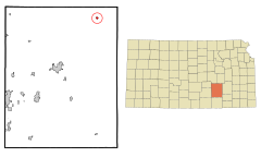 Butler County Kansas Incorporated and Unincorporated areas Cassoday Highlighted.svg